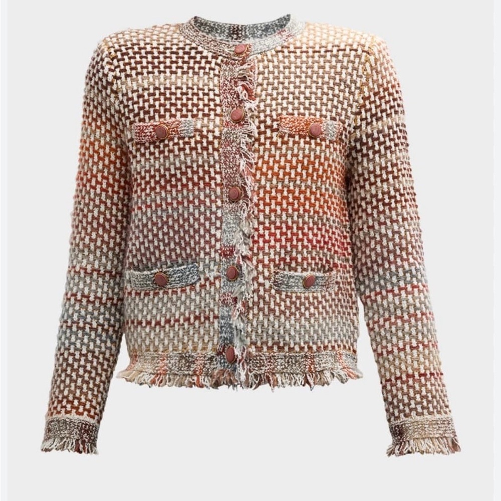 Veronica Beard Brown and Cream Knit Cardigan size M - Picture 5 of 7
